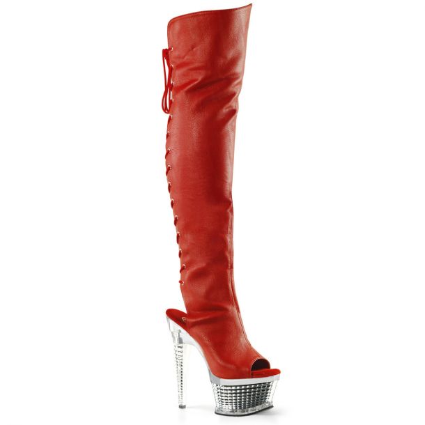 Overknee Boots DELIGHT-3063 - Pat Red, Pleaser