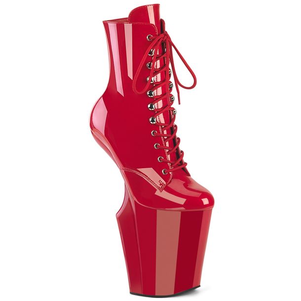 Heelless Platform Ankle Boots WORSHIP-1020 - Patent Red