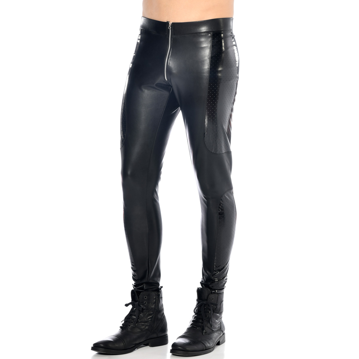 mens black faux leather pants