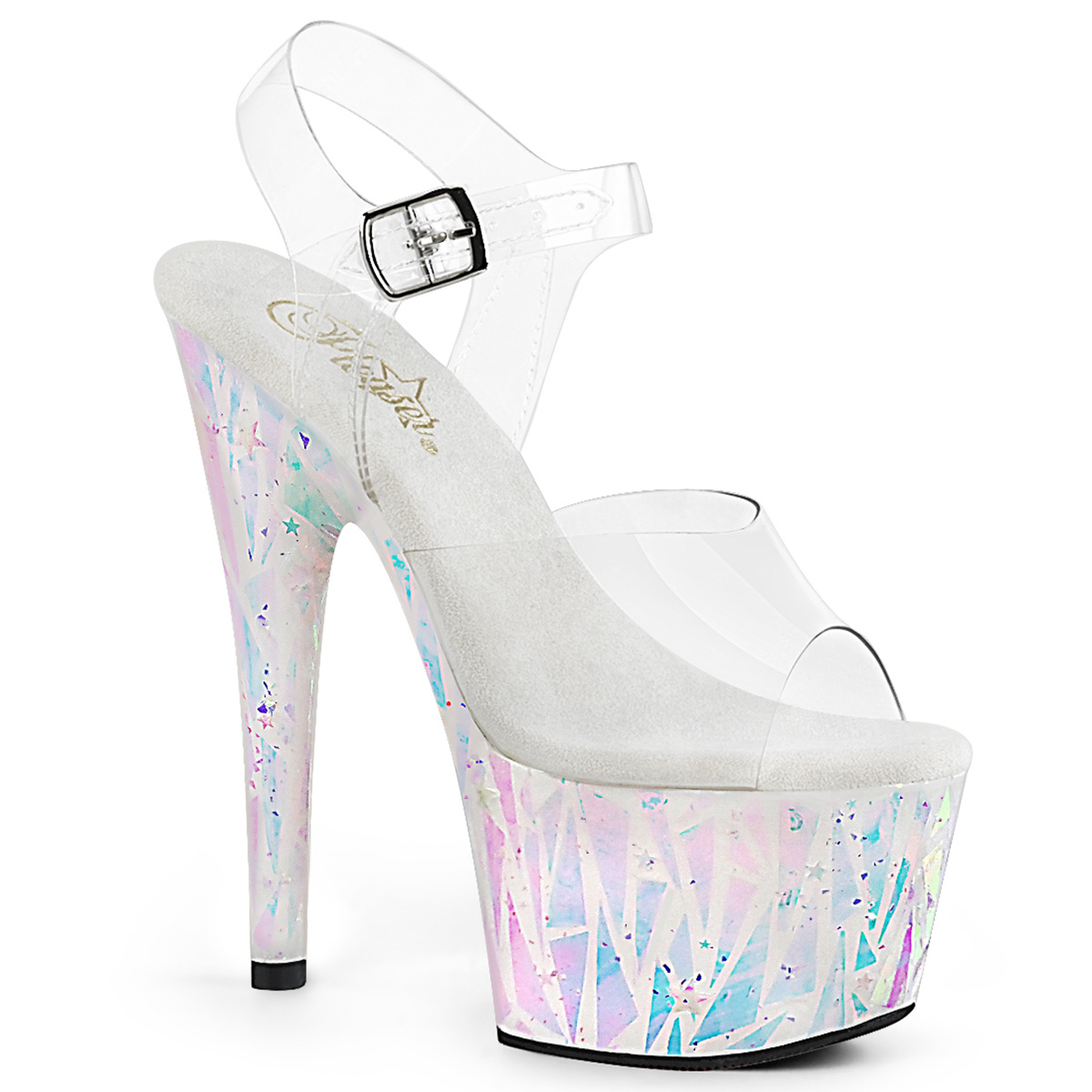 white holographic heels