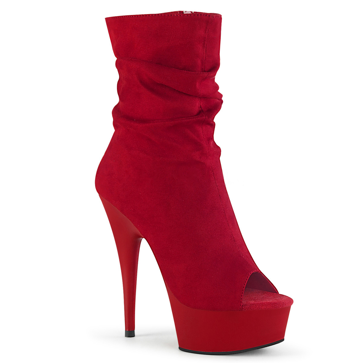 open toe red boots