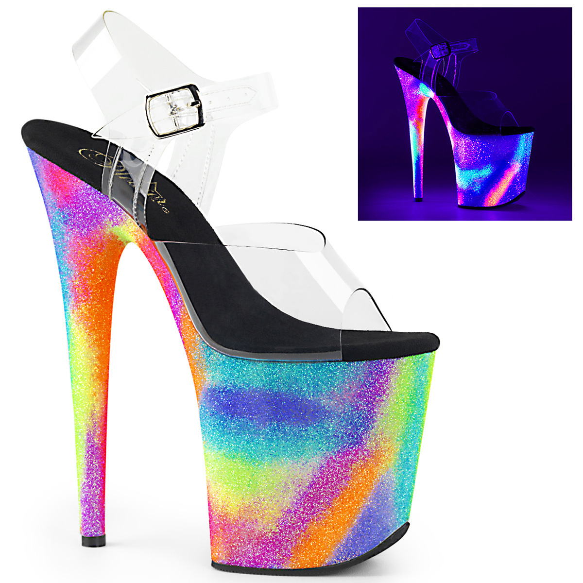 multi color platform heels