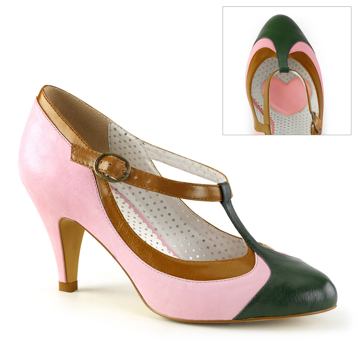 ~ side Gøre husarbejde forord Retro T-Strap Pumps PEACH-03 - Rose, Pin Up Couture