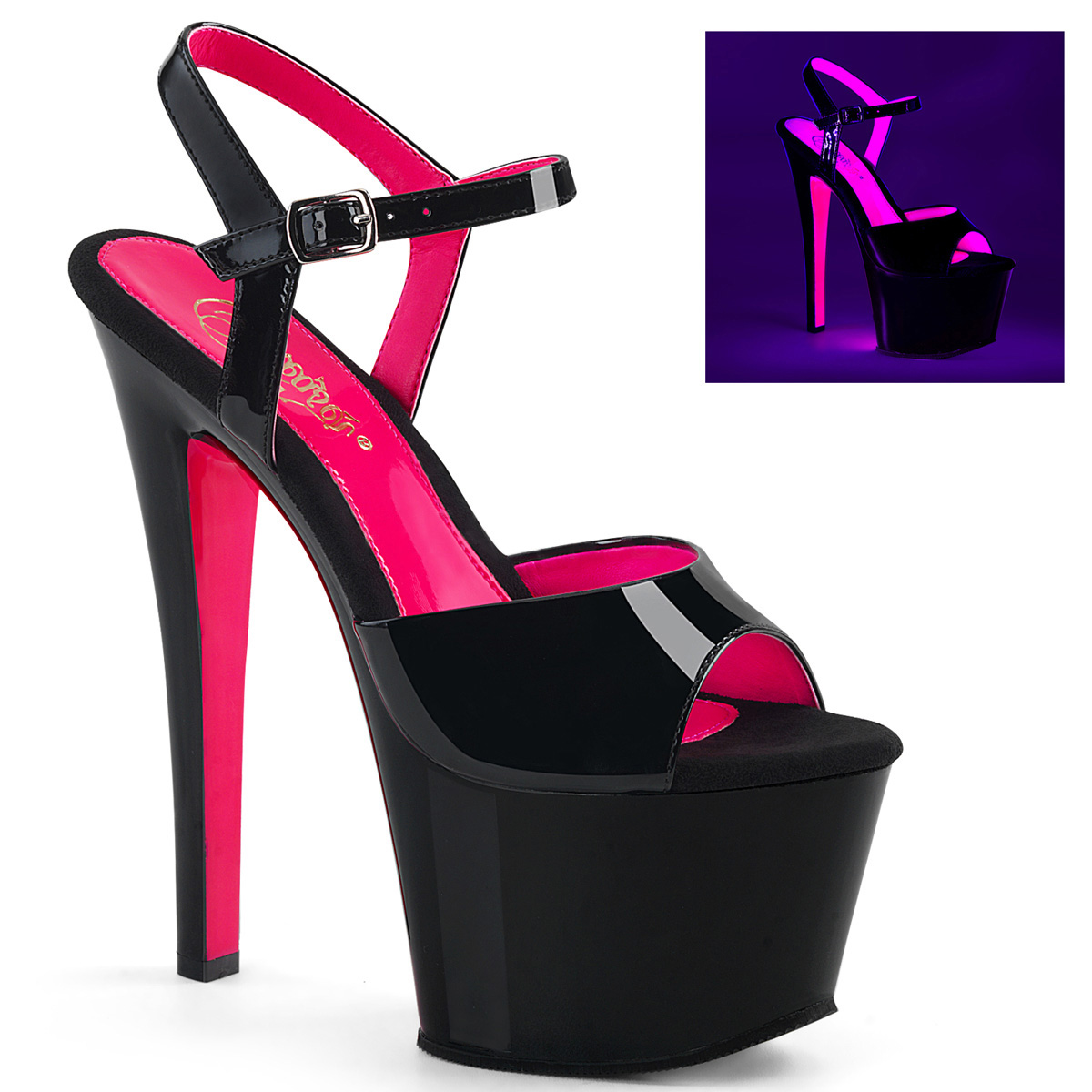 Pleaser SKY-309TT - Black/Pink | Crazy-Heels