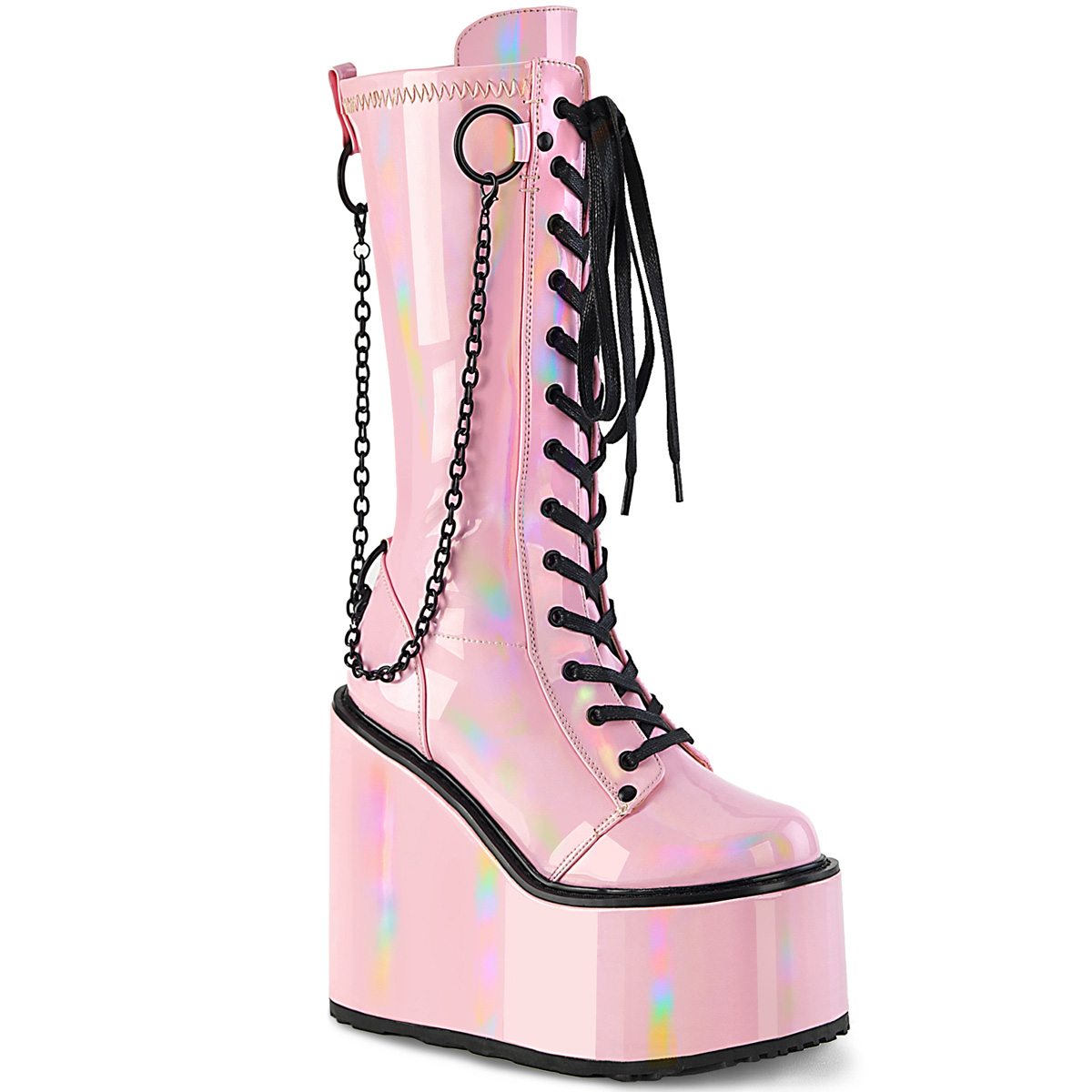 pink holographic boots