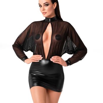 Powerwetlook Minikleid mit Mesh OPIUM F348