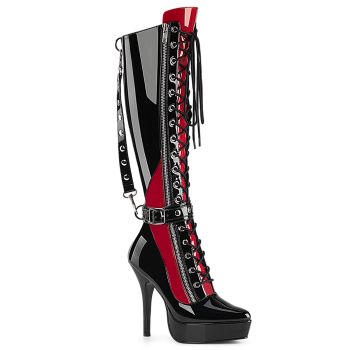 Platform Knee Boot INDULGE-2028 - Patent Black / Red