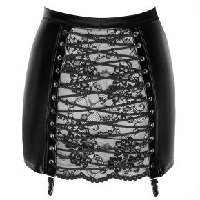 Powerwetlook Mini Skirt with Corset Lacing F341