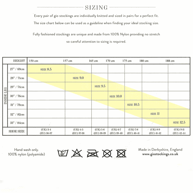 Größentabelle Gio Stockings